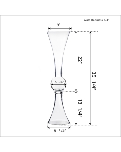 Reversible Trumpet Wedding Centerpiece Glass Clarinet Vase 36" x 9" Clear
