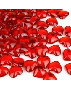 Acrylic Heart-Shaped Ruby Red Gemstone Vase Fillers 