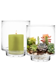 Glass Hurricanes Cylinder Candle Holders. H-5.5", D-4.5" (Wholesale 12 PCS/Case)