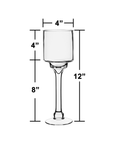 Elegant Long Stem Glass Candle Holder H-16" x D-4" Clear 
