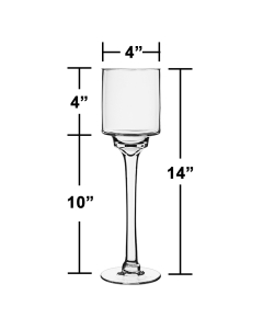 Elegant Long Stem Glass Candle Holder H-12" x D-4" Clear (Wholesale Pack of 6)