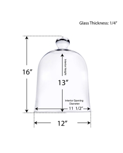 Glass Dome Cloche Bell Jar Terrarium Cover 16" x 12" Clear