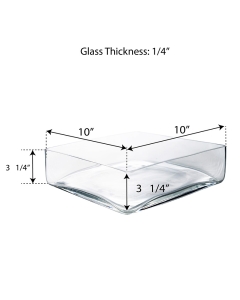 Square Glass Vase Tray 10"x10" x 3.25"