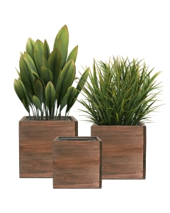 wood cube planter box