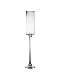Glass Long Stem Contemporary Pillar Candle Holder H-24" x D-3.5" (Wholesale Pack of 6)