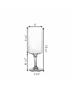 Glass Long Stem Contemporary Pillar Candle Holder H-16" x D-5" (Wholesale Pack of 6)