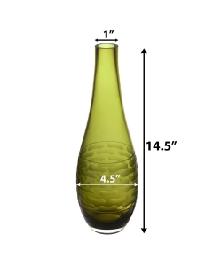 Decorative Olive Green Glass Vase H-14.5" D-1.5"