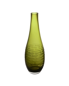 Decorative Olive Green Glass Vase H-14.5" D-1.5"