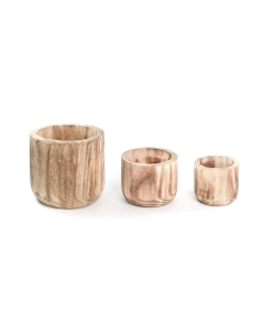 Burnt Finish Cylinder Wood Planter