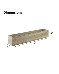 Natural Wood Rectangle Planter Box With Plastic Liner, 5" x 22" x 4"
