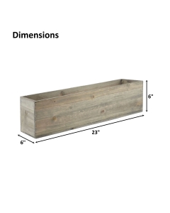 Natural Wood Rectangle Planter Box With Plastic Liner, 5" x 22" x 4"