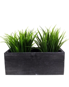 4" x 10" x 5" Rectangle Black Planter Wood Box with Plastic Liner