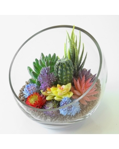 Glass Slanted Cut Asymmetrical Glass Bowl Vase Plant Terrarium Pod 