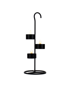 Metal Black Tea Light Candle Holder Stand with Bottomless Shades