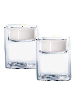 Glass Tealight Square Reversible Candle Holder 2.5" Clear