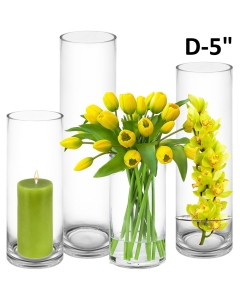 glass cylinder vases centerpieces 5 inches wide opening