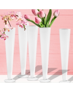 Glass Trumpet Vase Floral Centerpieces H-24" x D-4.5" White