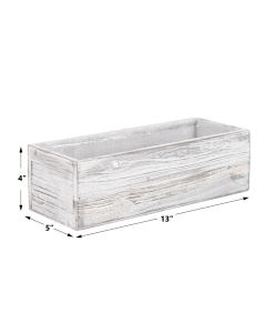 Rectangle White/Gray Planter Wood Box with Plastic Liner 4" x 13" x 5"