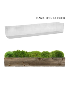 Natural Wood Rectangle Planter Box With Plastic Liner, 5" x 34" x 4"