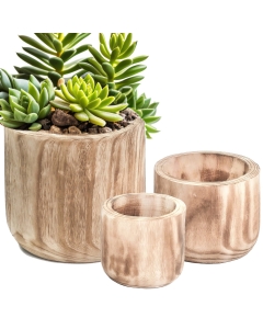 Burnt Finish Cylinder Wood Planter