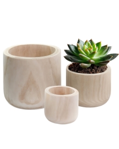 Natural Cylinder Wood Planter