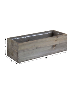 Rectangle Rustic Gray Planter Wood Box with Plastic Liner 4" x 13" x 5"