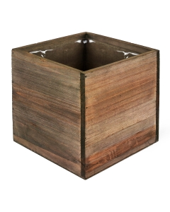 Square Cube Planter Wood Box with Plastic Liner 5" x 5" x 5"
