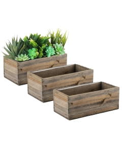 Rectangle Planter Wood Box with Plastic Liner 4" x 10" x 5"