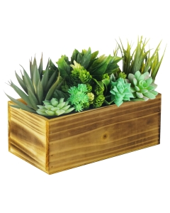 4" x 10" x 5" Rectangle Unfinished Planter Wood Box with Plastic Liner