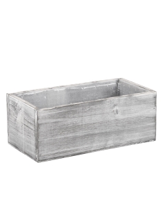 Rectangle White/Gray Planter Wood Box with Plastic Liner 4" x 10" x 5"