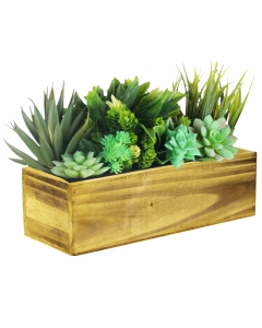 Rectangle Planter Unfinished Wood Box with Plastic Liner 4" x 13" x 5"