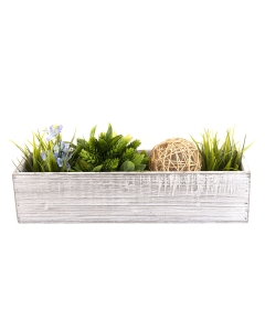 White Wood Window Box Planters with Removable Plastic Liner 
