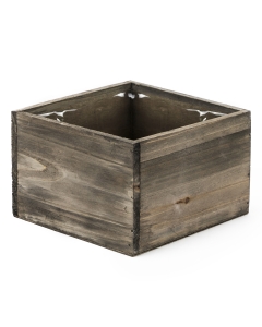 Square Planter Wood Box with Plastic Liner 6" x 6" x 4"
