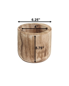 Burnt Finish Cylinder Wood Planter – D: 6", H: 5''  (Pack of 12)
