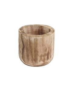 Burnt Finish Cylinder Wood Planter – D: 6", H: 5''  (Pack of 12)