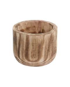 Burnt Finish Cylinder Wood Planter – D: 8", H: 6.5'' (Pack of 6)