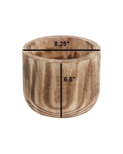 Burnt Finish Cylinder Wood Planter – D: 8", H: 6.5'' (Pack of 6)