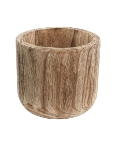 Burnt Finish Cylinder Wood Planter – D: 11", H: 10.75'' (Pack of 4)