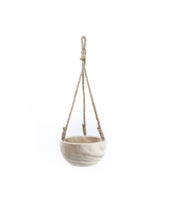 Rustic Hanging Wood Bowl, Natural Finish with Jute Rope, H-20.5", D-8" (Pack of 8)