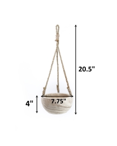 Rustic Hanging Wood Bowl, Natural Finish with Jute Rope, H-20.5", D-8" (Pack of 8)