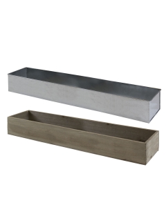 H-4" Open 28"x4" Rectangle Wood Planter Box with Zinc Liner