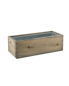 12"x5" Rectangle Window Planter Natural Wood Box with Zinc Liner