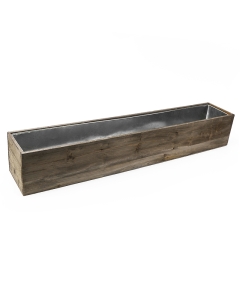 Wood Rectangle Planter Box with Zinc Liner Natural Color 30" x 6" x 6"