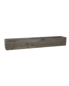 Wood Rectangle Planter Box w/ Zinc Liner Natural H-6"