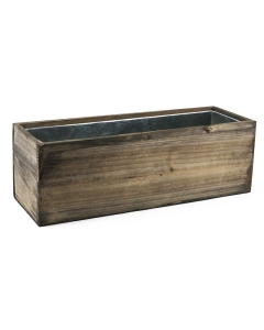 Wood Rectangle Planter Box w/ Zinc Liner Natural H-8"