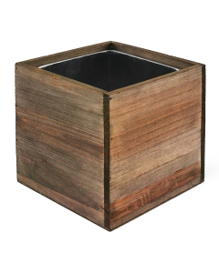 H-10" Open-10" x 10" Wood Cube Planter Box w/ Zinc Liner