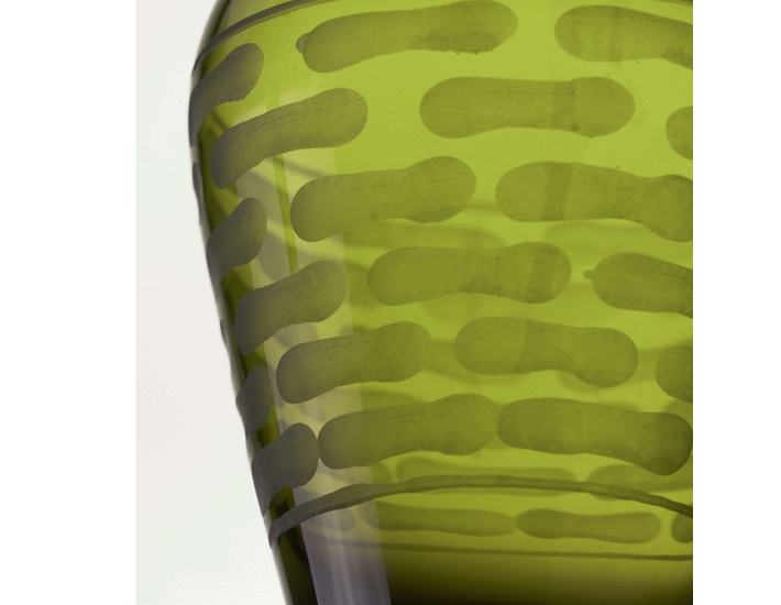 Decorative Olive Green Glass Vase H-14.5" D-1.5"