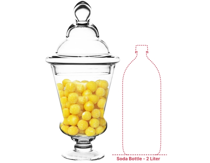 Taper Down Apothecary Candy Jar H-16.75" D-7" Clear