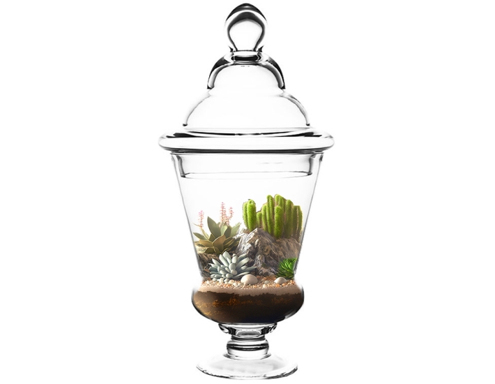 Taper Down Apothecary Candy Jar H-16.75" D-7" Clear
