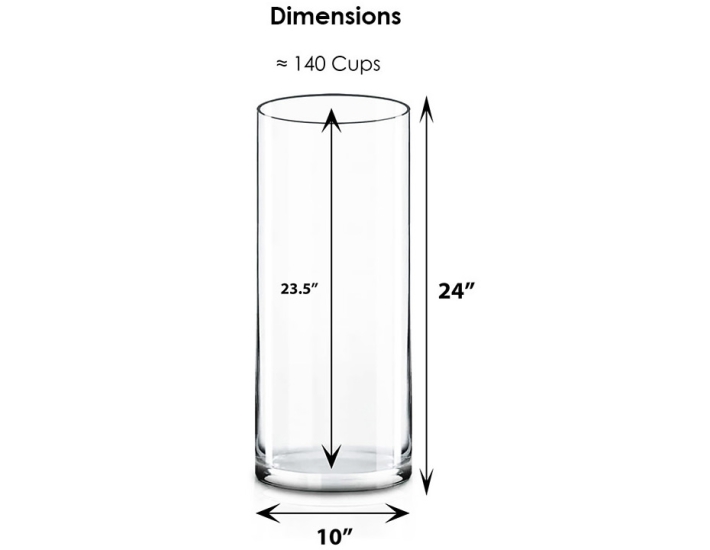 Glass Cylinder Vase H-24" x D-10" Clear (Wholesale Pack of 2)
